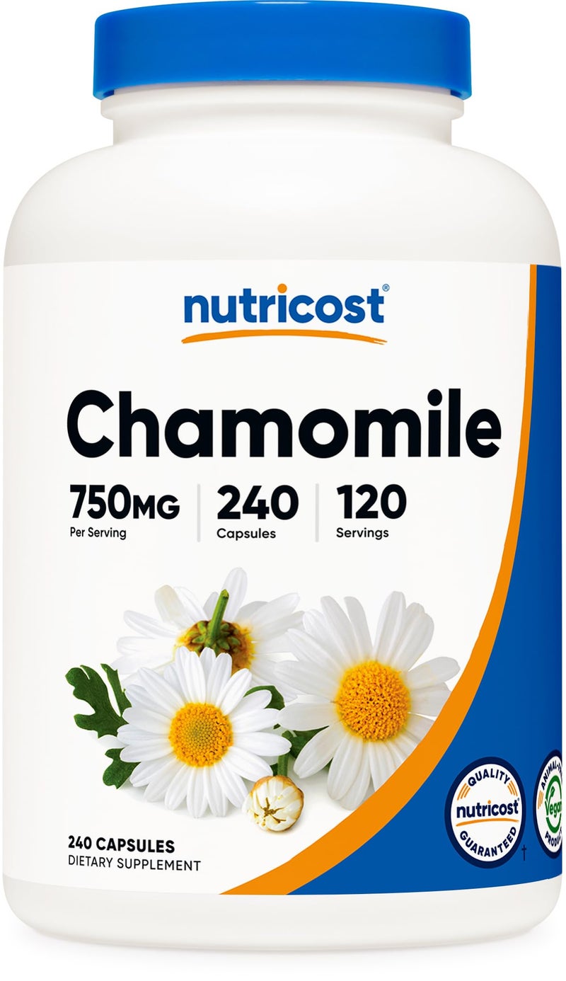 Nutricost Chamomile 750mg, 240 Vegetarian Capsules, 120 Servings - Non-GMO, Gluten Free - Image 1
